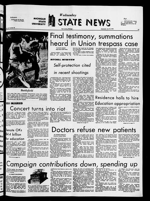 State news. (1970 July 29)