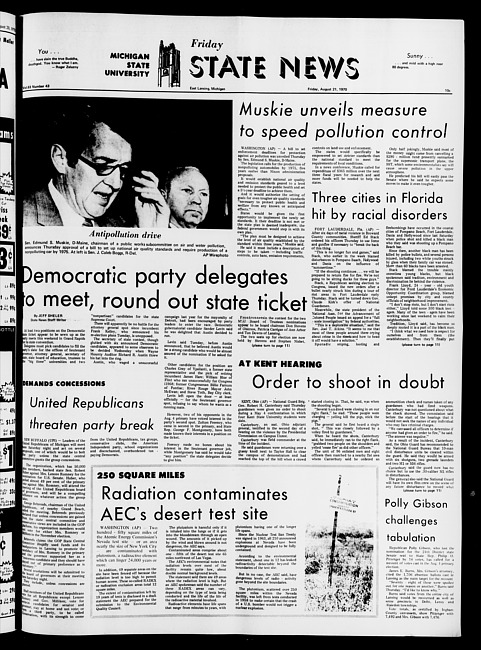 State news. (1970 August 21)