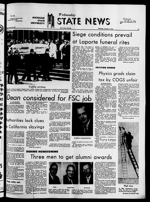 State news. (1970 October 21)