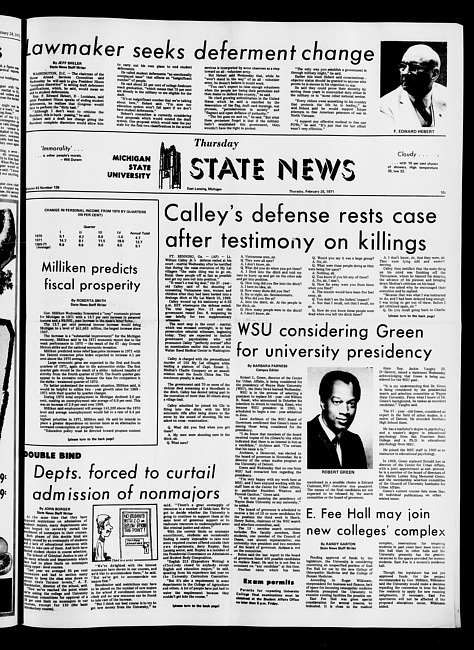 State news. (1971 February 25)