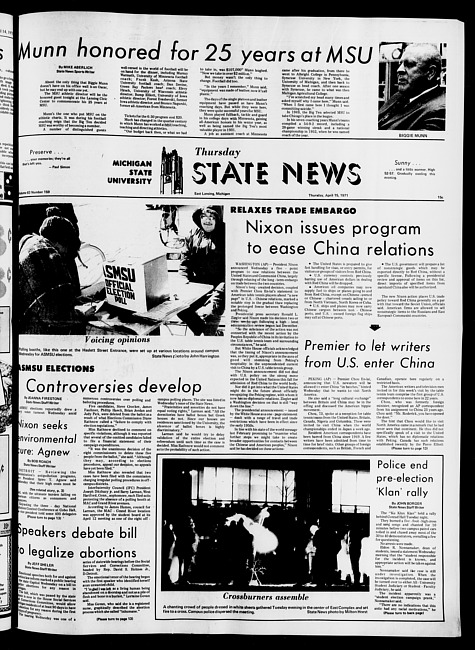 State news. (1971 April 15)