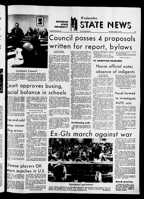 State news. (1971 April 21)