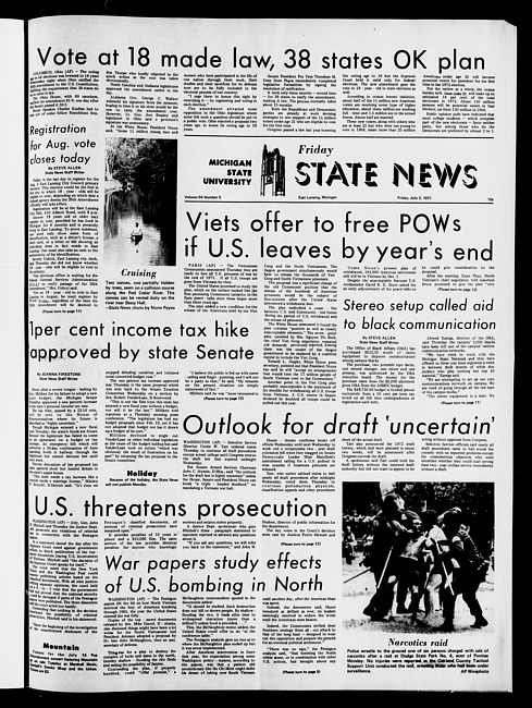 State news. (1971 July 2)