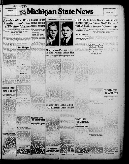 Michigan State news. (1935 October 1)