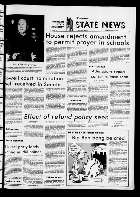 State news. (1971 November 9)