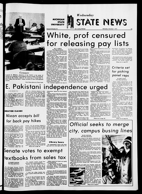 State news. (1971 December 1)