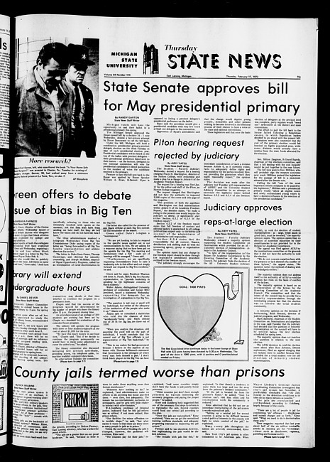 State news. (1972 February 17)