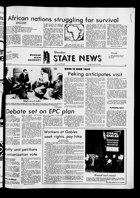 State news. (1972 February 21)