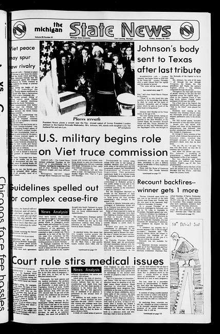 State news. (1973 January 26)