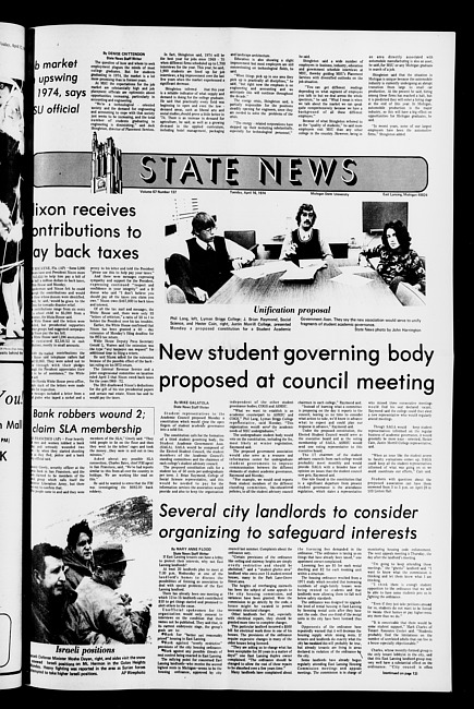 State news. (1974 April 16)