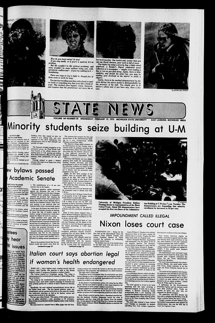 State news. (1975 February 19)