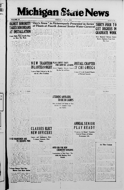 Michigan State news. (1926 June 11)