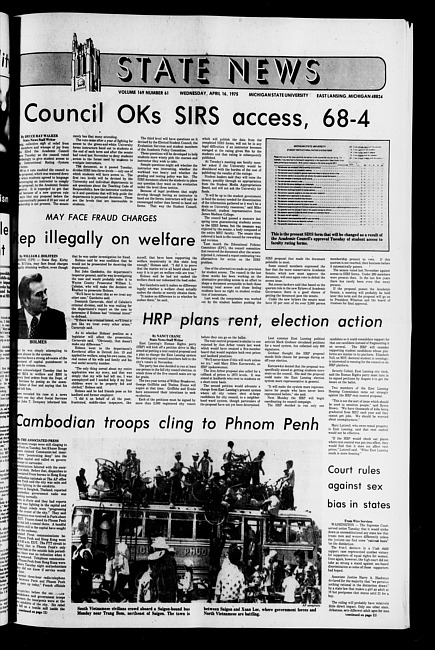 State news. (1975 April 16)