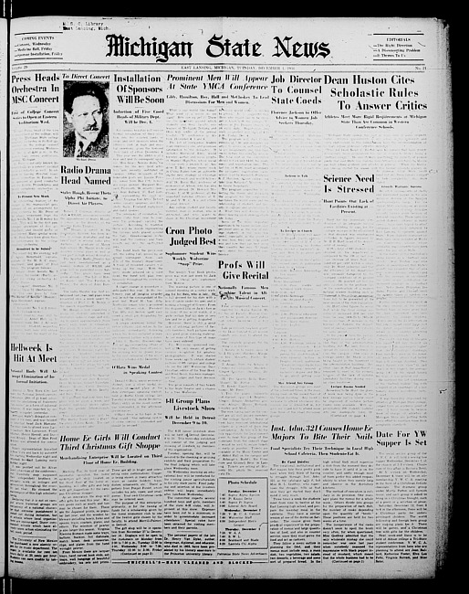 Michigan State news. (1936 December 1)