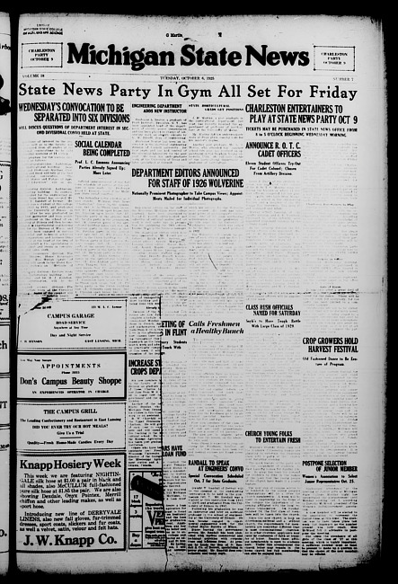 Michigan State news. (1925 October 6)