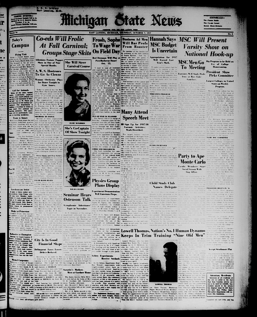 Michigan State news. (1937 October 7)