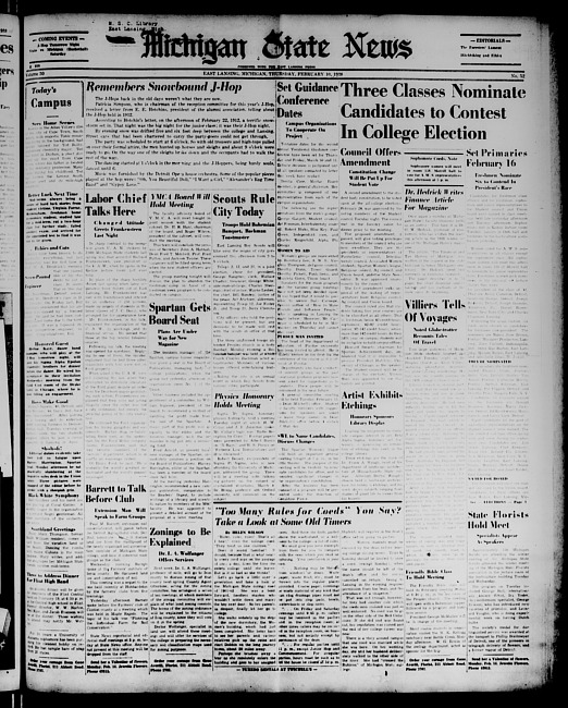 Michigan State news. (1938 February 10)