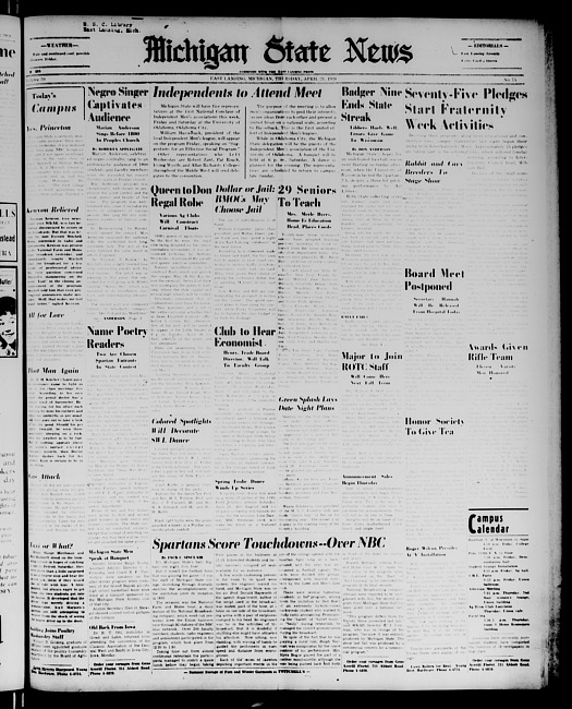 Michigan State news. (1938 April 21)