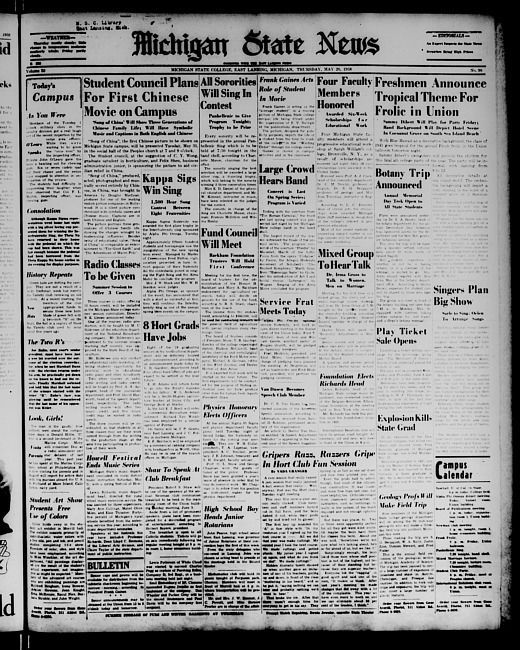 Michigan State news. (1938 May 26)