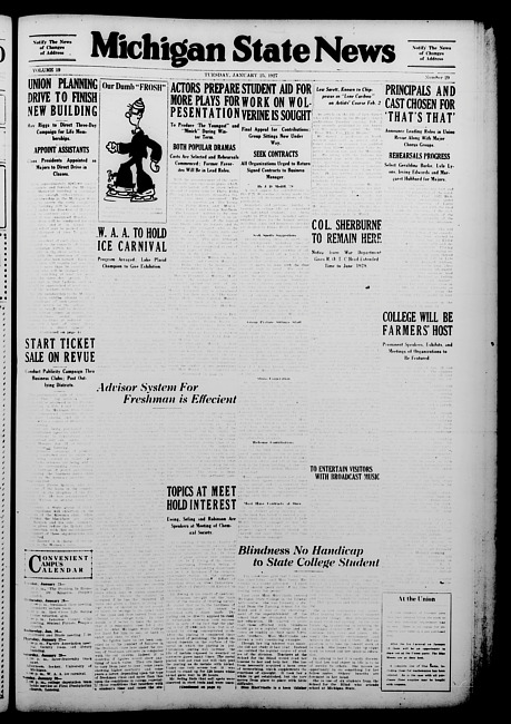 Michigan State news. (1927 January 25)