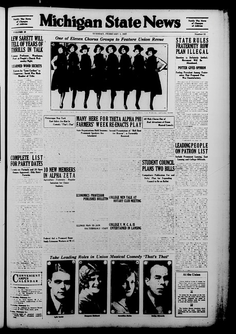 Michigan State news. (1927 February 1)