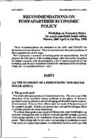 Recommendations on post-apartheid economic policy : Workshop on Economic Policy for a post-apartheid South Africa, Harare, 28th April to 1st May 1990