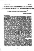 Rethinking chieftaincy and the future of rural local government : a preliminary investigation