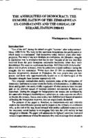 The ambiguities of democracy : the demobilisation of the Zimbabwean ex-combatants and the ordeal of rehabilitation 1980-93