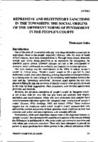 Repressive and restitutory sanctions in the townships : the social origins of the different forms of punishment in the people's courts