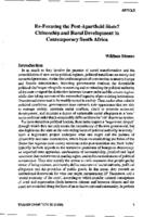 Re-forming the post-apartheid state? Citizenship and rural development in contemporary South Africa