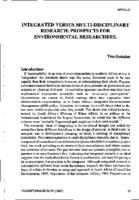 Integrated versus multi-disciplinary research : prospects for environmental researchers