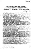 Privatisation, public-private partnerships and outsourcing : the challenge to local governance