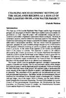 Changing socio-economic setting of the highlands regions as a result of the Lesotho Highlands Water Project