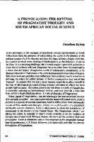 A provocation : the revival of pragmatist thought and South African social science