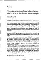 Education and training for the informal sector : reflections on an international research project