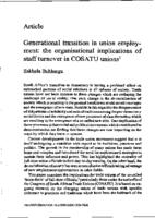 Generational transition in union employment : the organisational implications of staff turnover in COSATU unions