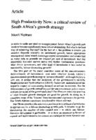 High productivity now : a critical review of South Africa's growth strategy
