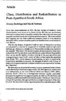 Class, distribution and redistrubution in post-apartheid South Africa