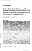 The Land Redistribution for Agricultural Development (LRAD) Sub-Programme : opportunity for or constraint to land redistribution, rural economic development and poverty alleviation?