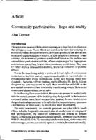 Community participation -- hope and reality