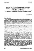 Post-war profitability in South Africa : a critique of regulation analysis in South Africa