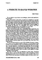 A tribute to David Webster