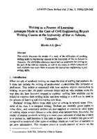 Writing as a process of learning : attempts made in the case of civil engineering report writing course at the University of Dar es Salaam, Tanzania