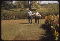 Superintendent Frank Dinelli at the zoysia section of the turf nursery at the Northmoor Country Club, Illinois, 1955