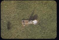 View from above of a Lark soil tensiometer on a turf surface, Penn State, 1950