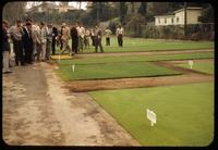 Field day group viewing research plots at the Los Angeles Country Club, in 1953